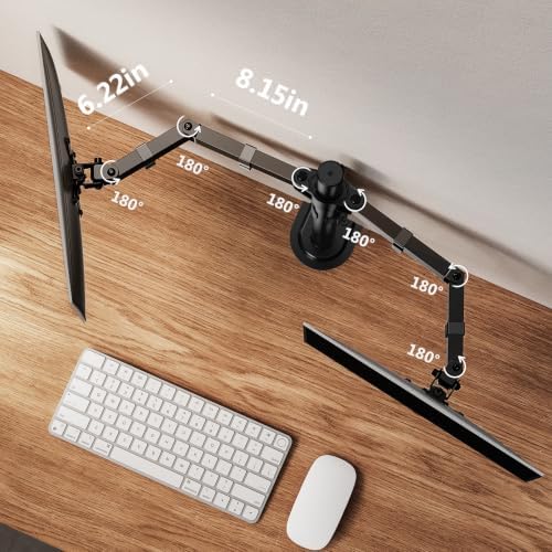 ErGear Dual Monitor Stand, Heavy Duty Adjustable Monitor Desk Mount for 2 Screens up to 32 Inches, Fully Adjustable Height, Tilt, Swivel, Rotate, Supports 17.6 lbs per Monitor Arm, Easy Installation
