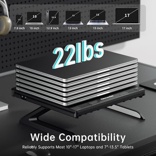 OImaster Laptop Stand for Desk, Ergonomic Adjustable & Foldable Portable Computer Stand with Heat-Vent, Laptop Riser Holder Compatible with MacBook Air Pro, 10-15.6 Inch Notebooks