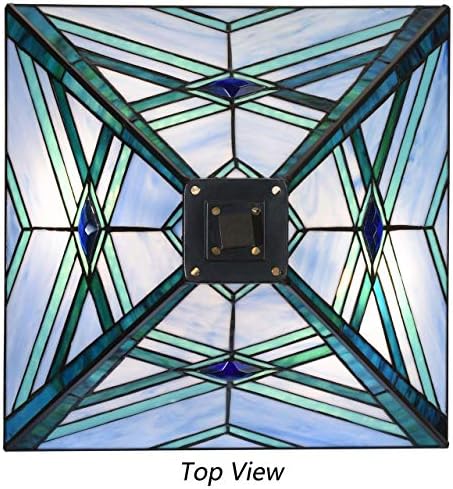 Bieye L10814 Mission Tiffany Style Stained Glass Table Lamp for Reading Working Decorating, 20" W x 22.5" H, Blue