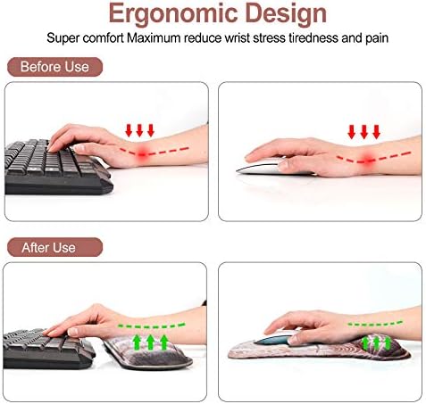 ToLuLu Keyboard Wrist Rest Mouse Pad Support, Gel Ergonomic Mouse Pads for Computer Laptop PC, Comfortable Durable Mousepad Keyboard Wrist Rests for Easy Typing Pain Relief, Wood Art