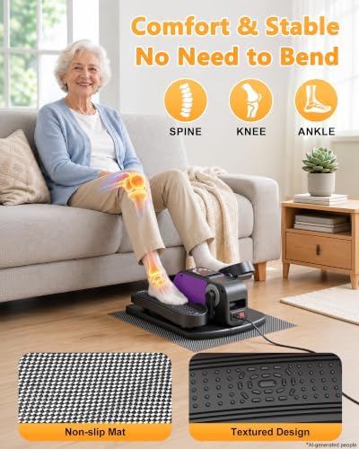 Mini Under Desk Elliptical Electric Leg Exerciser for Senior 12 Speed 4Mode