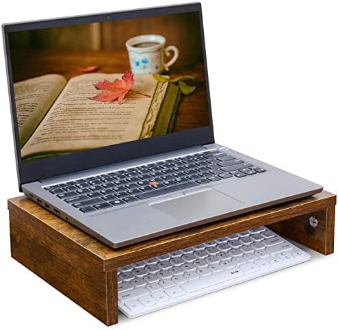TEAMIX Wood Monitor Stand Riser for Desk - 14.2 inch, Small Laptop Stand