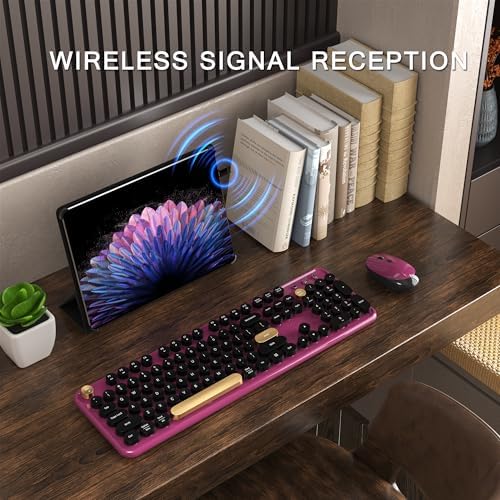 Colorful MPTOG Wireless Computer Keyboard and Mouse Combo (Black-Claret)