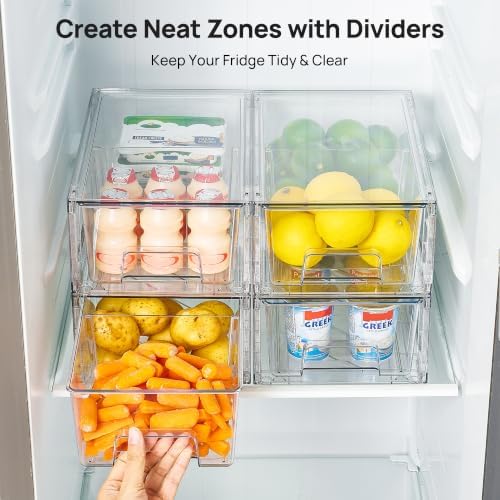 Vtopmart Clear Stackable Storage Drawers, 8 Pack Tall Organizer Set