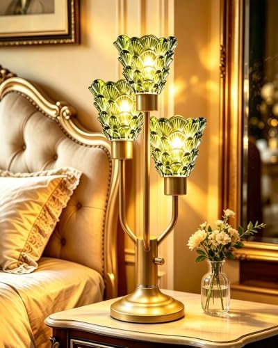 Lightdot Green Glass Mid Century Modern Table Lamp Bulbs Included Dimmable