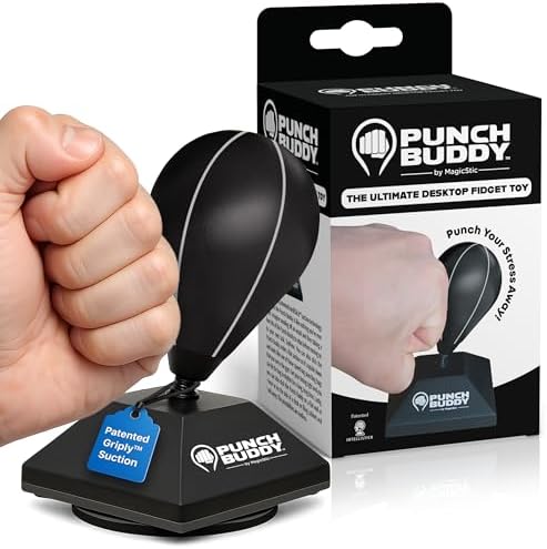 Desktop Punching Bag – Desk Fidget Toy for Stress Relief & Focus – Mini Suction Cup Punch Ball with Patented Griply™ Technology – Office Stress Reliever for Adults, Teens & Coworkers