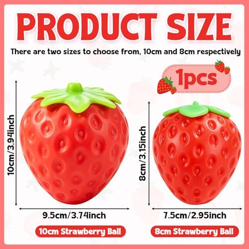 Lifelike Strawberry Squishies Squeezy Toys, 3.15 Inch Big Strawberry