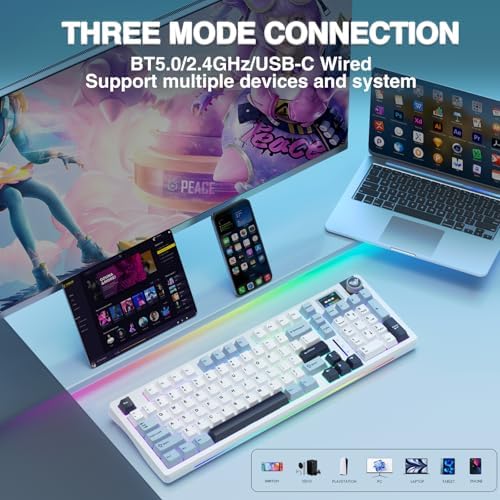 AULA S98 Pro Wireless Mechanical Gaming Keyboard with Screen, Knob, 96 Keys