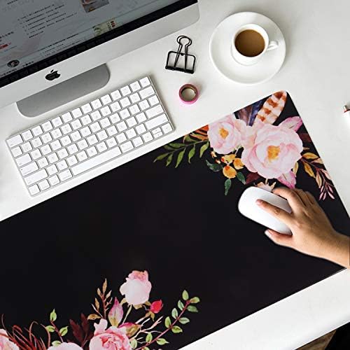 iCasso Extended Gaming Mouse Pad,35.4 x 15.7in Desk Pad,Flower