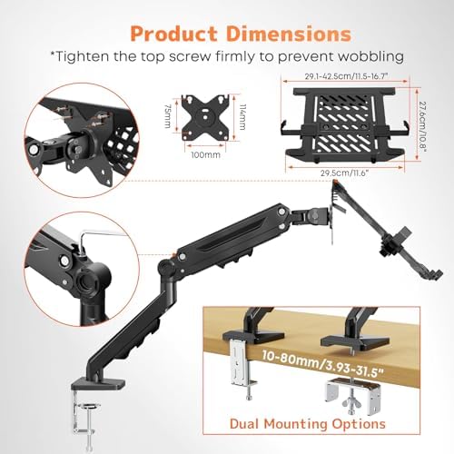 PUTORSEN Laptop Arm Desk Mount Fits Max 18" Notebook and 40" Screen