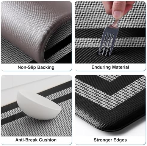 LuxStep Kitchen Mats [2 PCS] Cushioned Kitchen Rugs Anti-Fatigue Floor Comfort Mat,Non-Slip Standing Desk Mat,Waterproof Kitchen Rug Set for Kitchen,Floor,Office,Classic Black