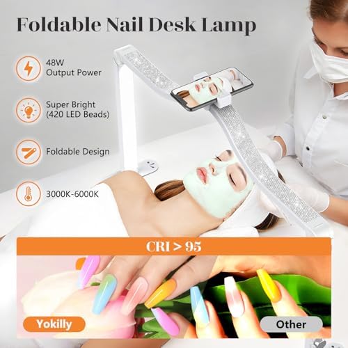 Yokilly Arc Half Moon Light: 34" Shadow-Free Large Nail Light for Desk