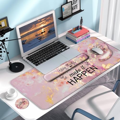 Desk Mat Set Keyboard and Mouse Pad with Wrist Rest Support