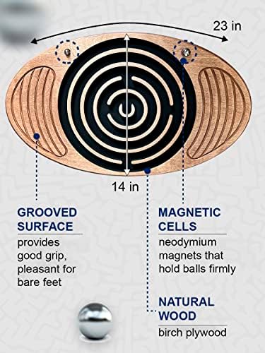 Wooden Balance Board with Labyrinth Maze 23"x14" – Core Strength & Coordination Trainer for Physical Therapy, Fitness & Rehabilitation | Natural Beech Wood, Holds 400 lbs