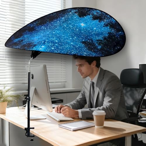 Large Size 52''Office Cubicle Shade Cubicle Desk LightShield to Block Anti-Glare Cover Light Sensitive Professionals Cubicle Light Quick Install Shading LightShade with Clamp(Patent Pending)