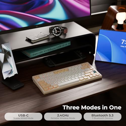 OOCTPK Mechanical Keyboard, Chilkey ND75 LP Wireless Gaming Keyboard with LCD Screen, Bluetooth 5.3/2.4G/USB-C, Hot Swappable Per-Key RGB Custom, Thin Front, Wrist Rest, Full-Aluminum, PC/Mac Support