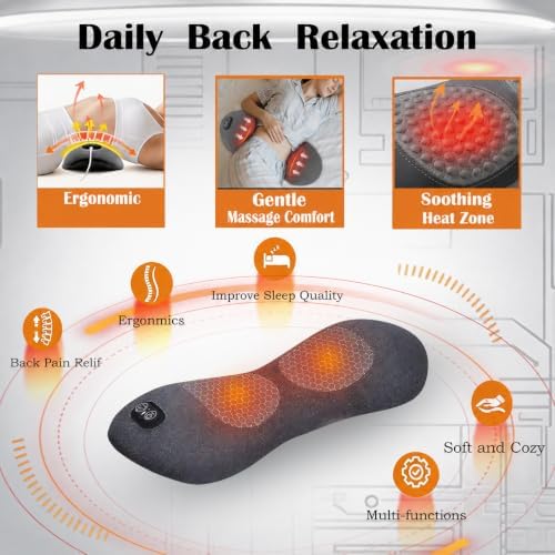 3-in-1 Back Restore Massage Pillow with Heat, Vibration & Support, Ergonomic Triple Fusion Massager, Sciatica & Lower Back Pain Relief (Used plugged in, Without Battery Charging)