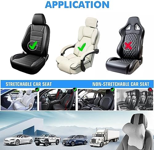 Car Neck Pillow for Driving Seat Car Headrest Pillow with Flexible Strap, 100% Memory Foam Neck Support Pillow for Car, Office Chair Black Pack of 2