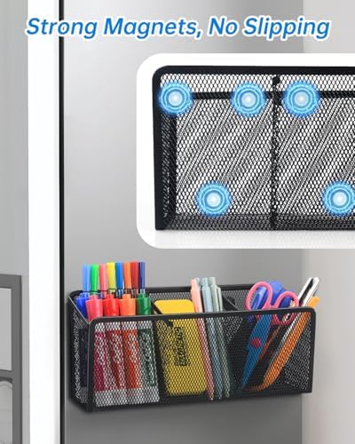 VICNOVA Magnetic Pen Holder, Metal Storage Basket with Strong Magnets