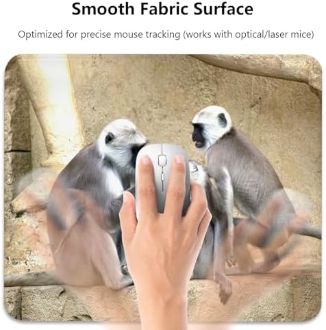 Gray Langur Monkeys Grooming Wildlife Primate Mouse Pad, Nature Desk Mat