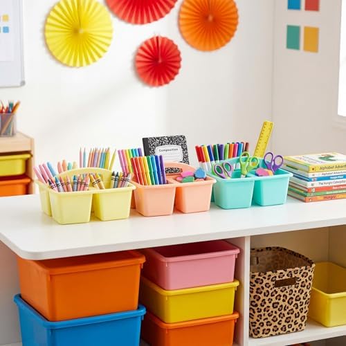 Kathfly 12 Pack Classroom Caddy Organizer with Handle Bulk, Mixed Color 1