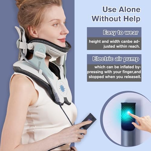 ALPHAY Cervical Neck Traction Device,Electric Air Pump with 3 Power Traction, Built-in 8 Airbag, Neck Pain Relief and Relaxation