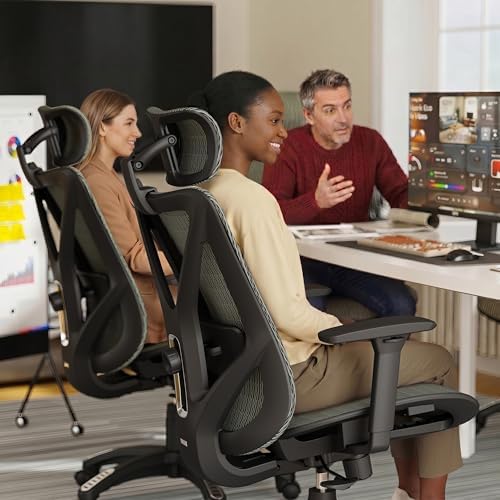 ELABEST Mesh Office Chair,Ergonomic Computer Desk Chair,Sturdy Task Chair- Adjustable Lumbar Support & Armrests,Tilt Function,Comfort Wide Seat,Swivel Home Office Chair (Eucalyptus)