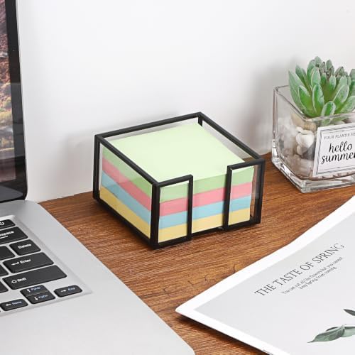 BTSKY Metal Glass Sticky Note Holder for 3x3 Inch Sticky Notes
