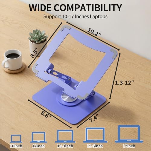 SOUNDANCE 360 Rotating Laptop Stand, Adjustable Riser,10-17", Purple