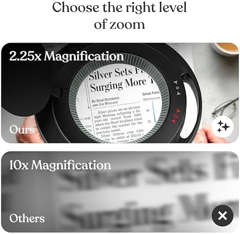 Brightech LightView Pro Magnifying Desk Lamp, 2.25x Light Magnifier with Clamp, Adjustable Magnifying Glass with Light for Crafts, Reading, Close Work - Black