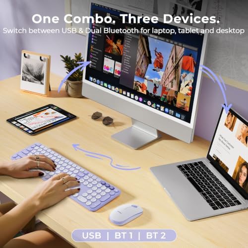 seenda COE202 Bluetooth Keyboard and Mouse Combo for Mac, Lilac Purple