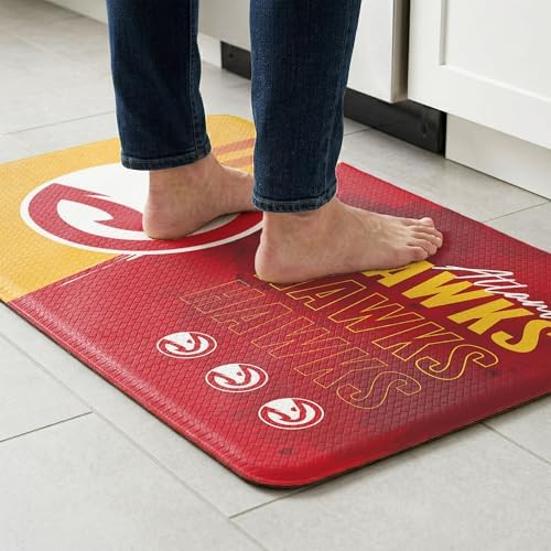 Northwest NBA Atlanta Hawks Embossed Anti-Fatigue Mat, Cushioned Kitchen Floor Rug, Non-Slip PVC Standing Comfort, 18 x 30 in