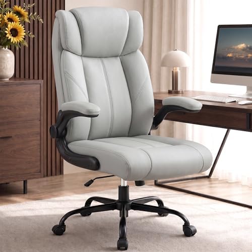 Office Chair, Leather Ergonomic Computer Desk Chair with Rocking