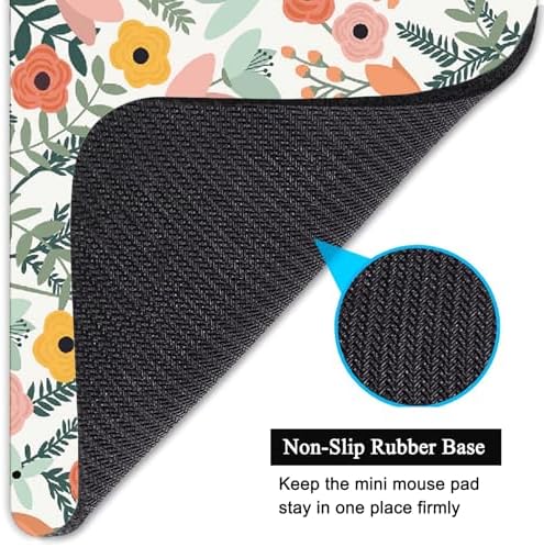 Small Mouse Pad, Mini Mouse Pad 6 X 8 Inch with Non-Slip Rubber Base for Keyboard Tray Laptops Wireless Mouse Home Office Travel, Washable & Portable (Pretty Flowers)