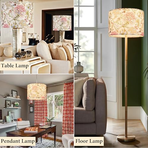 GO&SO Lamp Shades 1Pc,16" D x 10" H,Multicolored Floral Large Drum