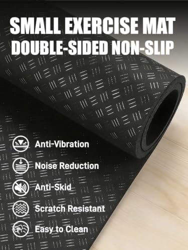Small Non Slip Exercise Mat for Under Desk Elliptical & Vibration Plate