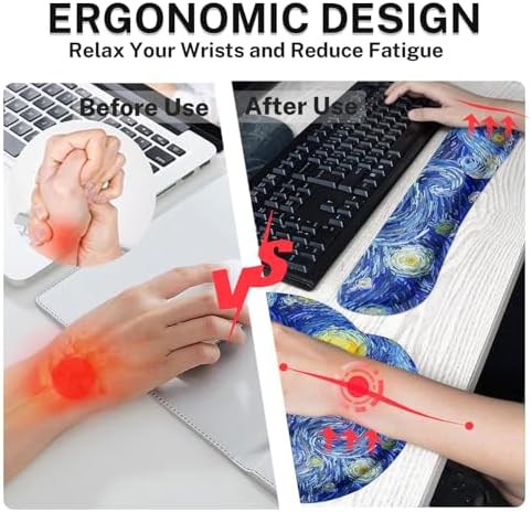 Britimes Ergonomic Mouse Pad Set with Wrist Rest, Abstract Night Sky