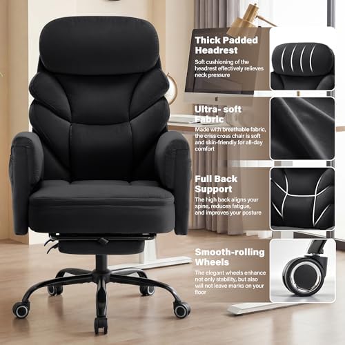 Big and Tall Office Chair, Reclining High Back Criss Cross Desk Chair