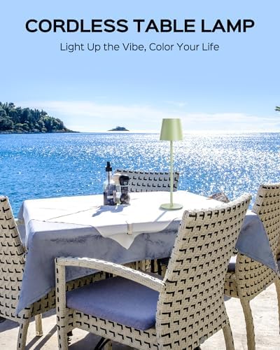 JACKYLED Cordless Table Lamps Rechargeable, 3 Adjustable Height, 5000 Capactiy Operated, 3 Colors Smooth Dimming, Portable LED W