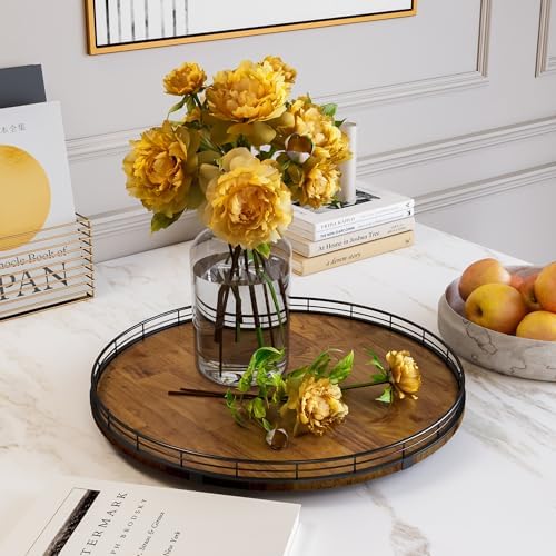 AMH 18-Inch Farmhouse Oak Lazy Susan Organizer, Walnut Finish