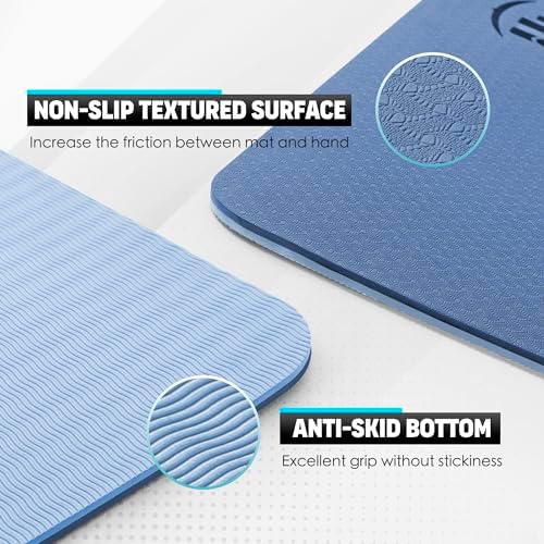 UMINEUX Large Yoga Mat for Men and Women 1/4 & 2/5 Inch Extra Thick TPE Fitness Mat for Home Gym Workout, Non-Slip, Eco Friendly Exercise Mat for Yoga, Pilates, Stretching, Meditation