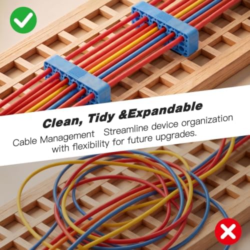 Stackable Cable Organizer–3-Pack Modular 12-Channel Cable Management System, Expandable Wire Holder for Power Cords, Ethernet, USB, Audio & Network Cables, Desk, Home Office, Workshop & Rack