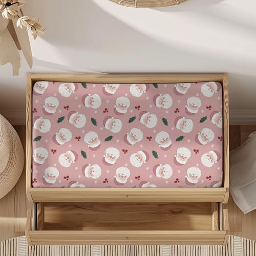 Christmas Theme Winter Holiday Snowflakes Leaves Pattern Baby Changing Pad Cover, Unisex Christmas Nursery Diaper Changing Table Pad Mat Sheet for Boys Girls-16x32