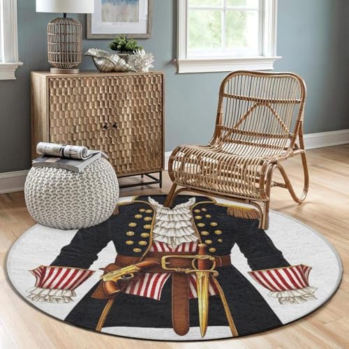 Soft Round Yoga Carpet, Office Chair Decor Round Mat for Carpet and Hardwood Floors Pirate Costume