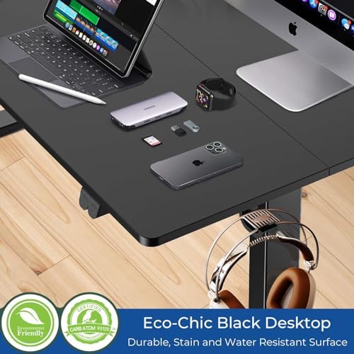 Our Modern Space Height Adjustable 55" Electric Standing Desk - Upgraded Ultra Durable Home Office Large Rectangular Computer or Laptop Sit Stand Workstation - 55 x 24 Inch