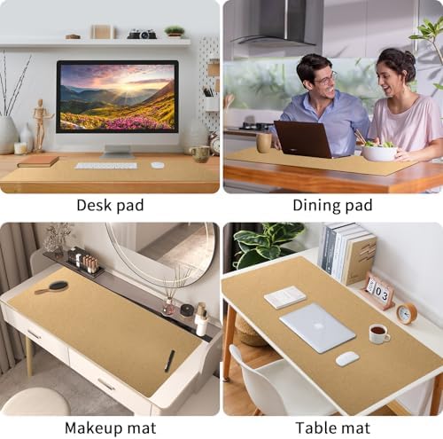 Bloss Gold Leather Desk Mat 35.4" x 15.7", Large Keyboard Pad for Desk, Desk Matt for Desktop, Waterproof Desk Pad Mat, Computer Mat for Office/Home/Decor