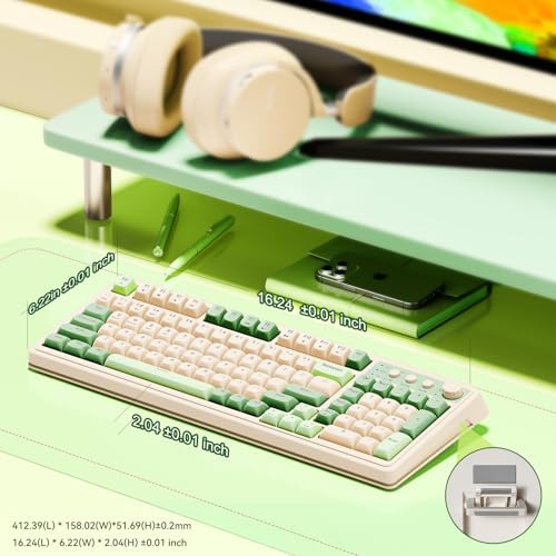 AULA S99 Gaming Keyboard, Wireless Green Creamy Computer Keyboards