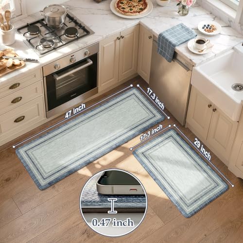KIMODE Anti Fatigue Kitchen Mat 2 PCS Farmhouse Kitchen Rugs Sets of 2