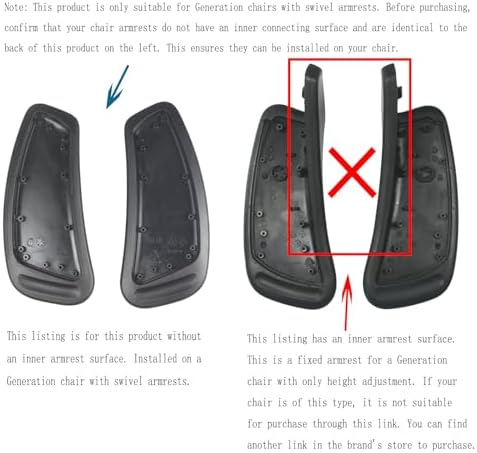 Compatible with Knoll Generation Chair armrest Pads, only Suitable for high-Performance Swivel Adjustable Direction Generation Chairs, Black (one Pair)