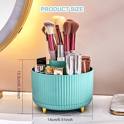 Cayxenful Pencil Holder For Desk,5 Slots 360°Degree Rotating Desk Organizers And Accessories,Desktop Storage Stationery Supplies Organizer, Cute Pencil Cup Pot For Office, School, Home (C-Blue)